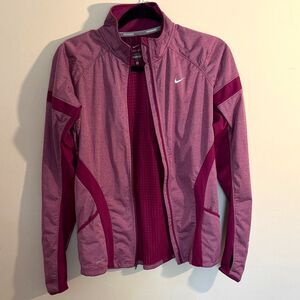 Nike Women Jacket Dri-fit Utility Burgundy Pink Fushia Small Workout Gym Light